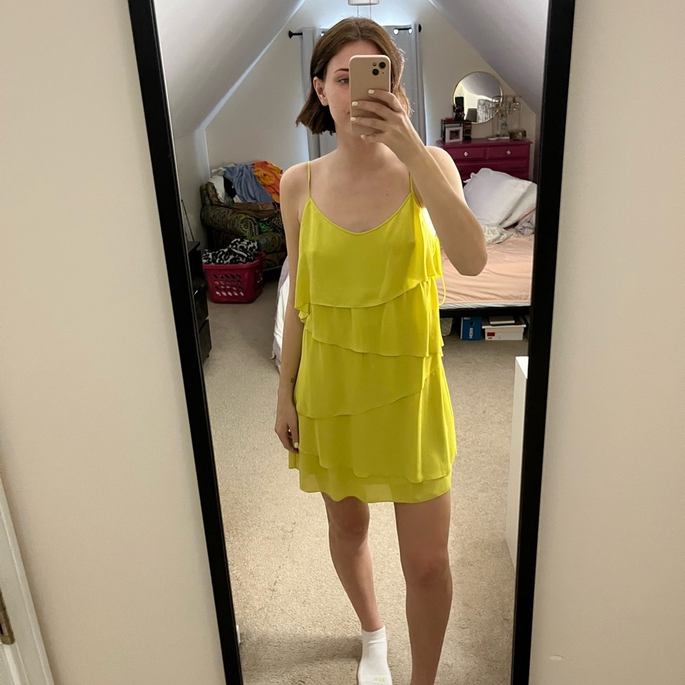 BCBG Max Azria ruffle green dress